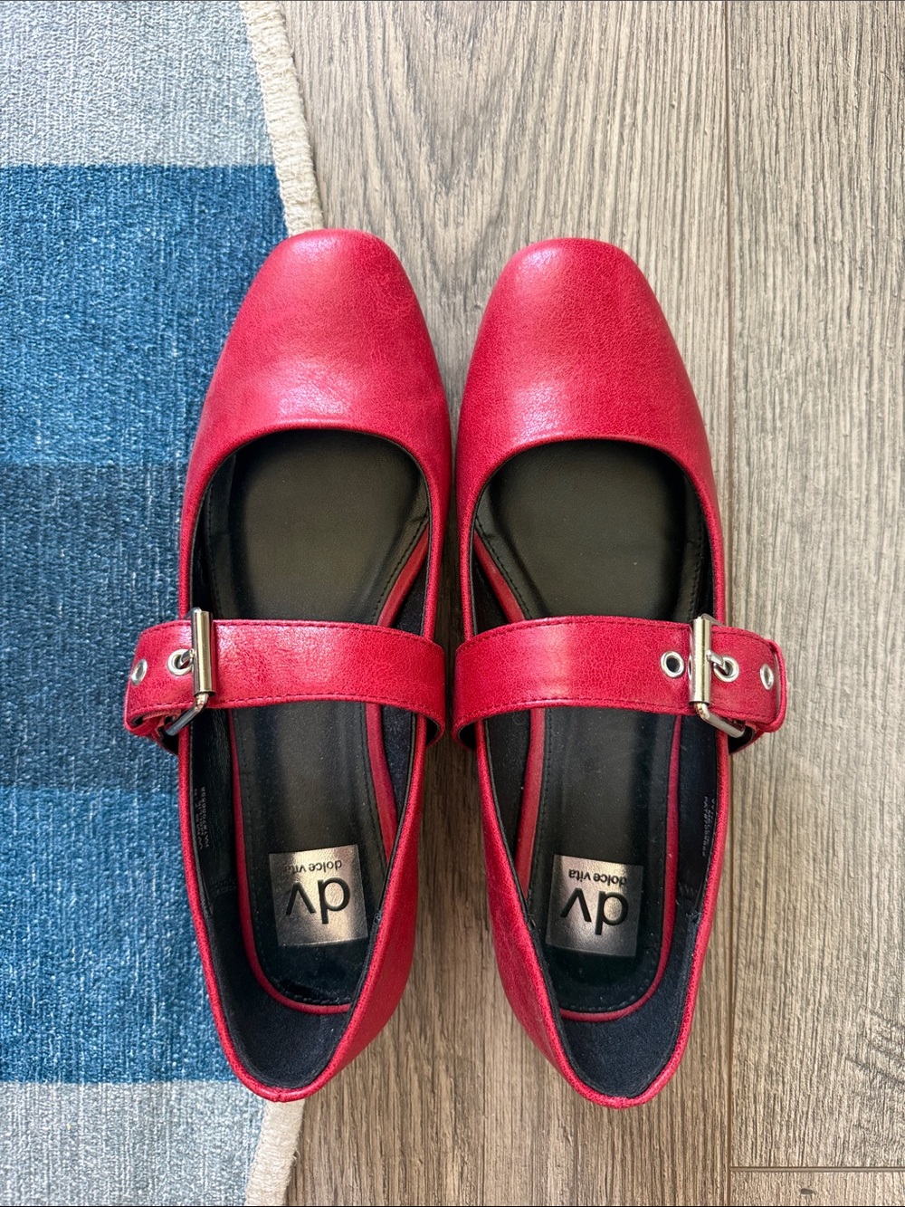 DV by Dolce Vita Red Mary Jane Flats with Buckle Strap